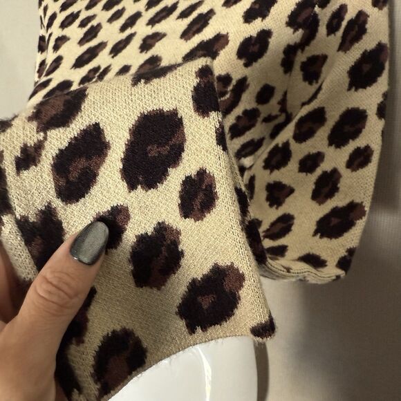 Zara Jacquard Knit Leopard Top Small Animal Print Long Sleeve Sweater Backless - Picture 6 of 9